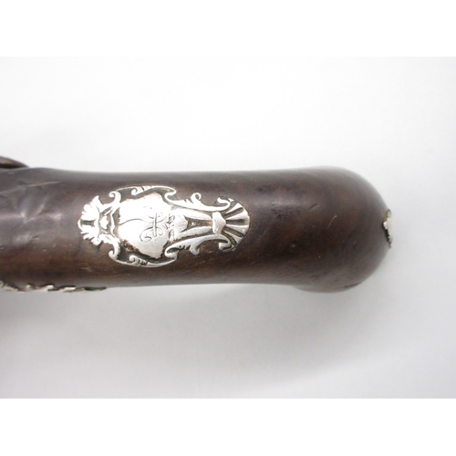 35 - Pair of Queen Anne 20 bore flintlock cannon barrel pistols by `Hawks of Oxford', 6