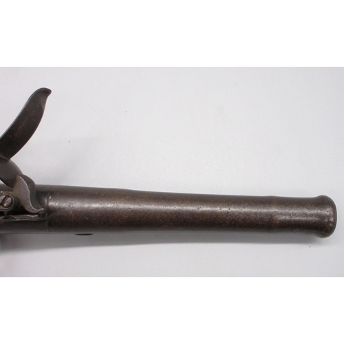 35 - Pair of Queen Anne 20 bore flintlock cannon barrel pistols by `Hawks of Oxford', 6