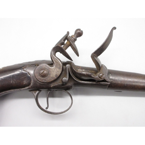 35 - Pair of Queen Anne 20 bore flintlock cannon barrel pistols by `Hawks of Oxford', 6