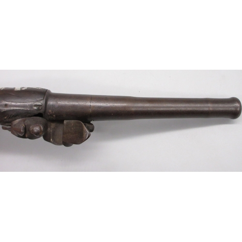 35 - Pair of Queen Anne 20 bore flintlock cannon barrel pistols by `Hawks of Oxford', 6