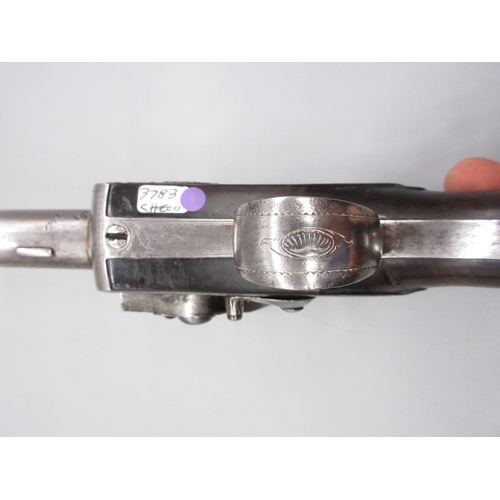 36 - A fine Queen Anne silver mounted half stocked flintlock 20 bore pistol by `T. Davis London' 5.5