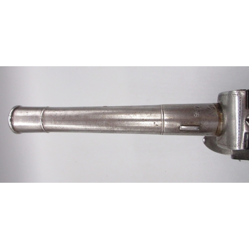 36 - A fine Queen Anne silver mounted half stocked flintlock 20 bore pistol by `T. Davis London' 5.5