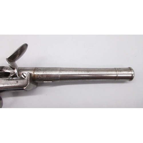 36 - A fine Queen Anne silver mounted half stocked flintlock 20 bore pistol by `T. Davis London' 5.5