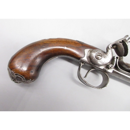 37 - Queen Anne 70 bore flintlock cannon barrel pistol by `Clarke London', 4.5