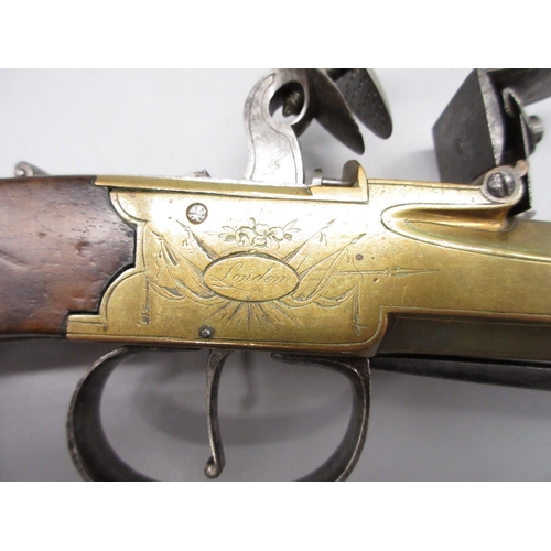 40 - Large flintlock brass blunderbuss pistol by `Ryan & Watson London, 8