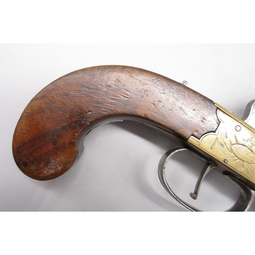 40 - Large flintlock brass blunderbuss pistol by `Ryan & Watson London, 8