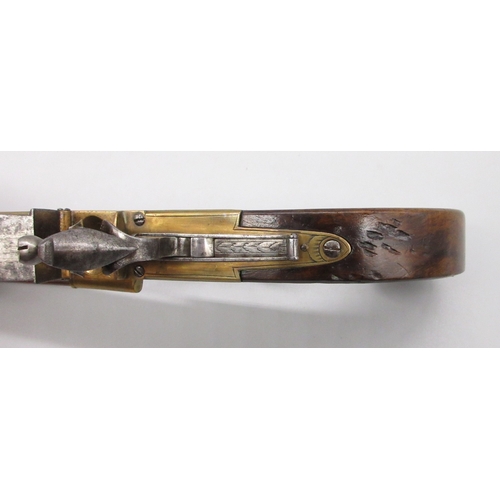 40 - Large flintlock brass blunderbuss pistol by `Ryan & Watson London, 8