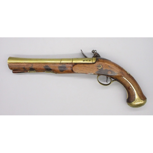 41 - Flintlock brass barrel blunderbuss type pistol by `Jeffreys London' 9
