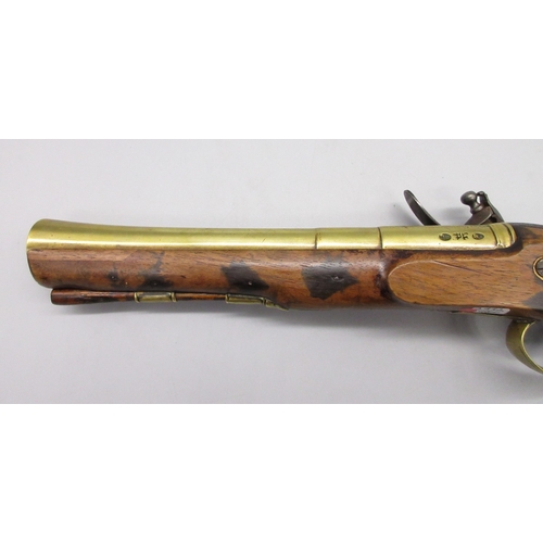 41 - Flintlock brass barrel blunderbuss type pistol by `Jeffreys London' 9