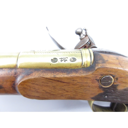 41 - Flintlock brass barrel blunderbuss type pistol by `Jeffreys London' 9
