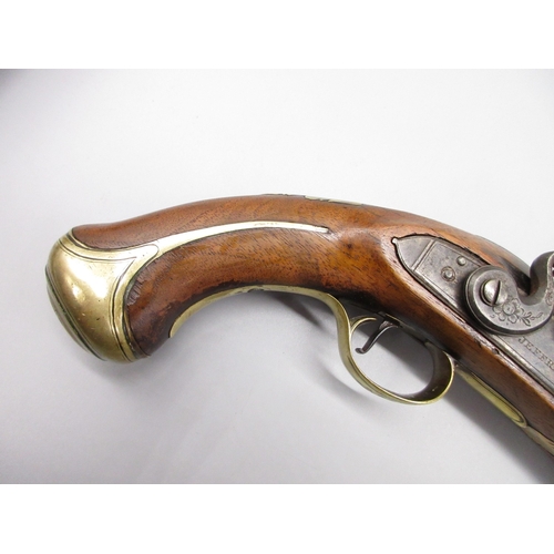 41 - Flintlock brass barrel blunderbuss type pistol by `Jeffreys London' 9