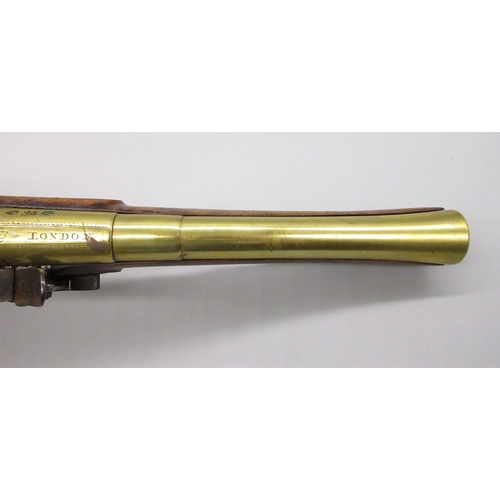 41 - Flintlock brass barrel blunderbuss type pistol by `Jeffreys London' 9