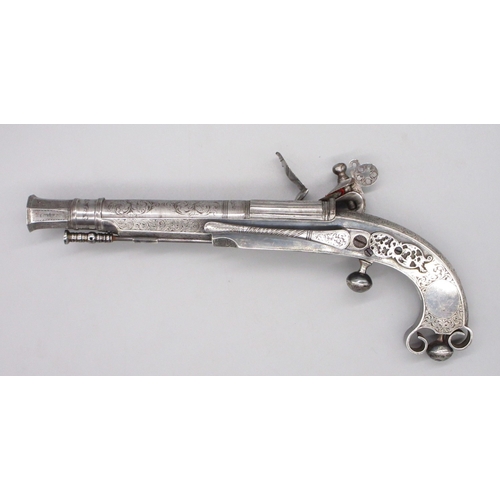 42 - Fine example of a Scottish highland all steel 54 bore  flintlock belt pistol, 6.75