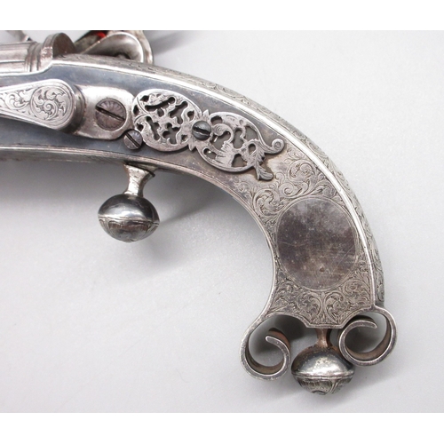 42 - Fine example of a Scottish highland all steel 54 bore  flintlock belt pistol, 6.75