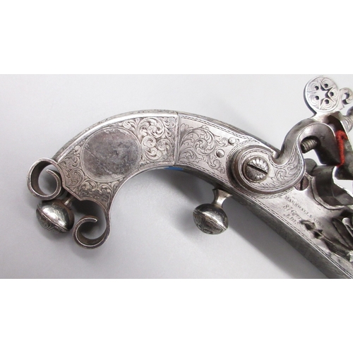42 - Fine example of a Scottish highland all steel 54 bore  flintlock belt pistol, 6.75