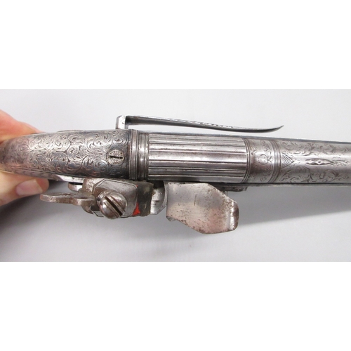 42 - Fine example of a Scottish highland all steel 54 bore  flintlock belt pistol, 6.75