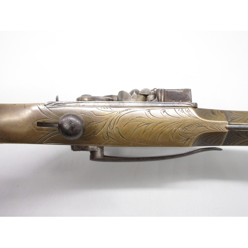 43 - Scottish brass 28 bore flintlock belt pistol by `Ross Edinburgh', 6
