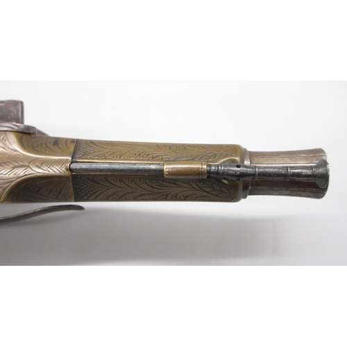43 - Scottish brass 28 bore flintlock belt pistol by `Ross Edinburgh', 6