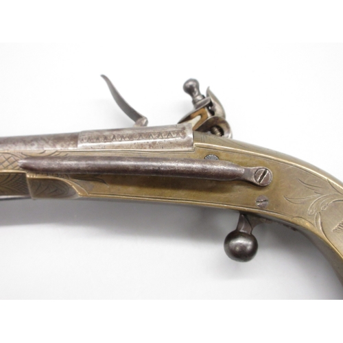 43 - Scottish brass 28 bore flintlock belt pistol by `Ross Edinburgh', 6