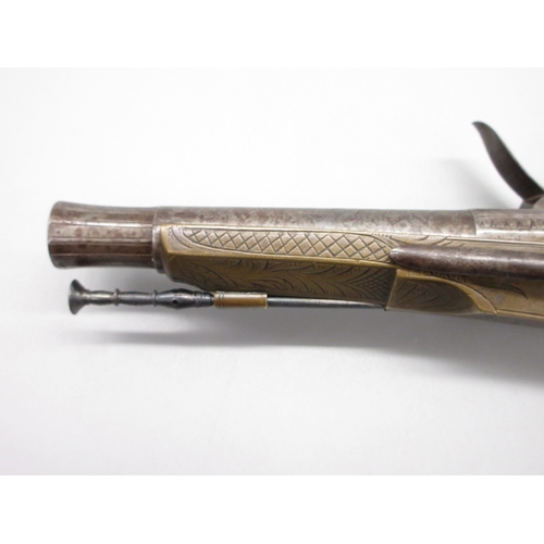 43 - Scottish brass 28 bore flintlock belt pistol by `Ross Edinburgh', 6
