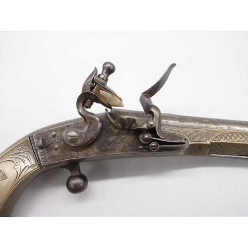 43 - Scottish brass 28 bore flintlock belt pistol by `Ross Edinburgh', 6
