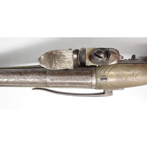 43 - Scottish brass 28 bore flintlock belt pistol by `Ross Edinburgh', 6