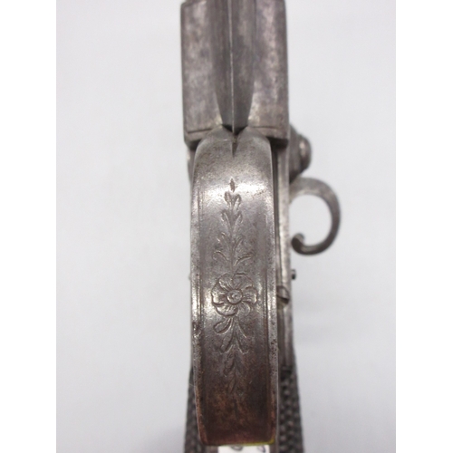 44 - 54 bore flintlock tap-action over and under pocket pistol by `T. Whitehouse West Bromwich' 2.75