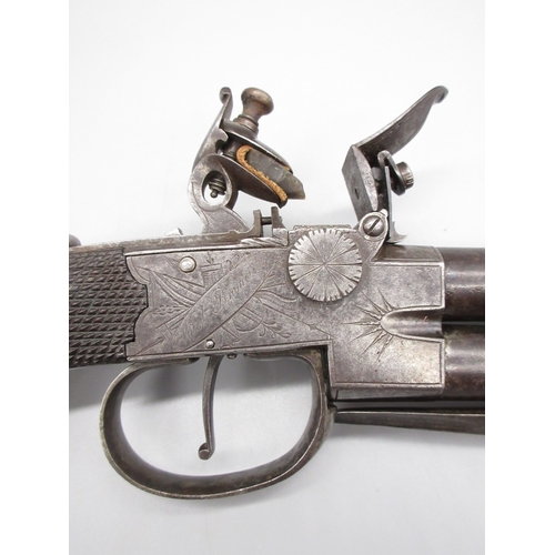 44 - 54 bore flintlock tap-action over and under pocket pistol by `T. Whitehouse West Bromwich' 2.75