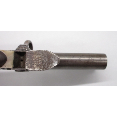 45 - 50 bore tap-action flintlock over and under pocket pistol by `Styan', 2.5