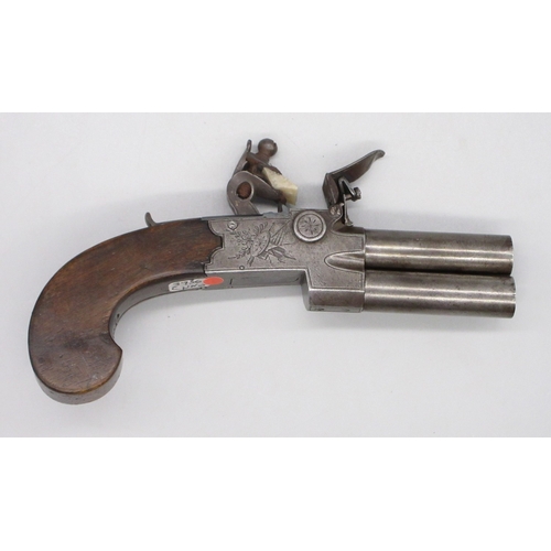 45 - 50 bore tap-action flintlock over and under pocket pistol by `Styan', 2.5