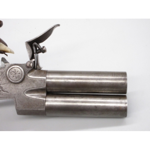 45 - 50 bore tap-action flintlock over and under pocket pistol by `Styan', 2.5