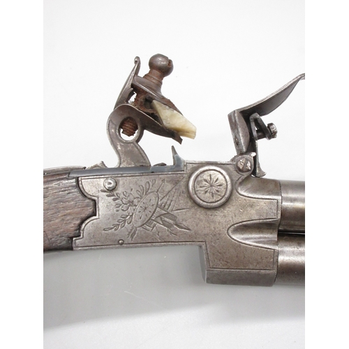 45 - 50 bore tap-action flintlock over and under pocket pistol by `Styan', 2.5