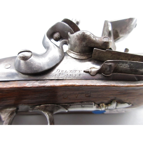 46 - Pair of 18th Century French 22 bore flintlock pistols by `Delety A Paris', 4