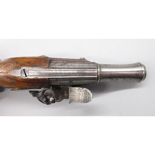 46 - Pair of 18th Century French 22 bore flintlock pistols by `Delety A Paris', 4