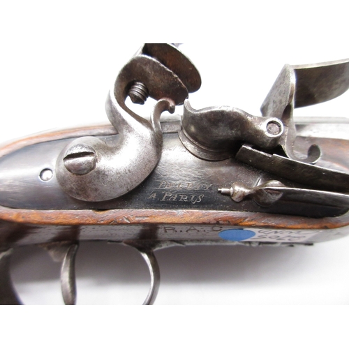 46 - Pair of 18th Century French 22 bore flintlock pistols by `Delety A Paris', 4