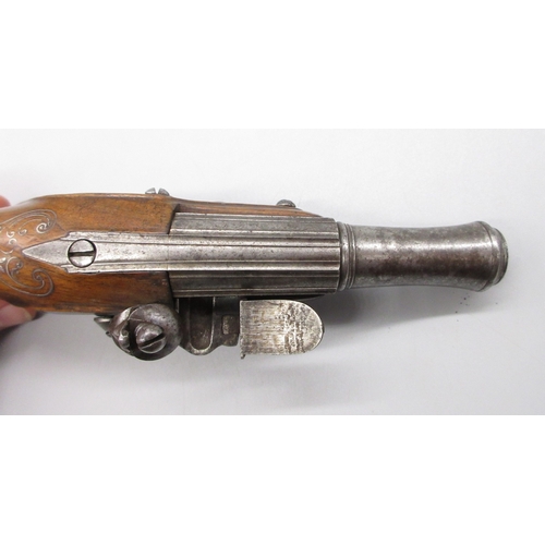 46 - Pair of 18th Century French 22 bore flintlock pistols by `Delety A Paris', 4