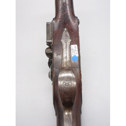 48 - Pair of silver mounted 22 bore flintlock pistols by, `Collumbell London', 8