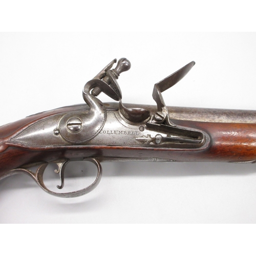 48 - Pair of silver mounted 22 bore flintlock pistols by, `Collumbell London', 8