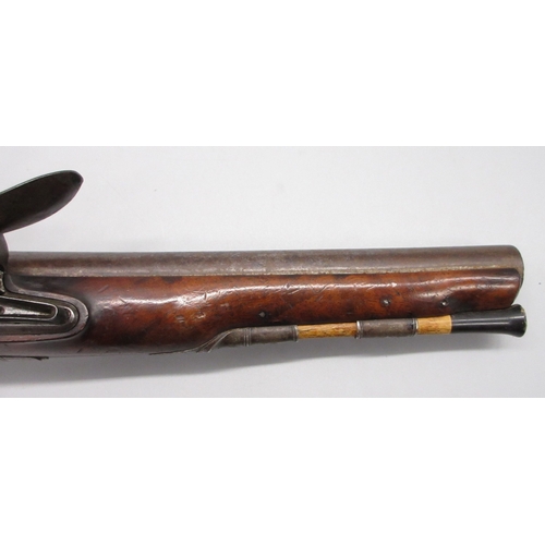 48 - Pair of silver mounted 22 bore flintlock pistols by, `Collumbell London', 8