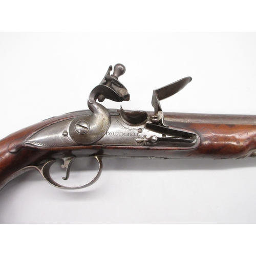 48 - Pair of silver mounted 22 bore flintlock pistols by, `Collumbell London', 8