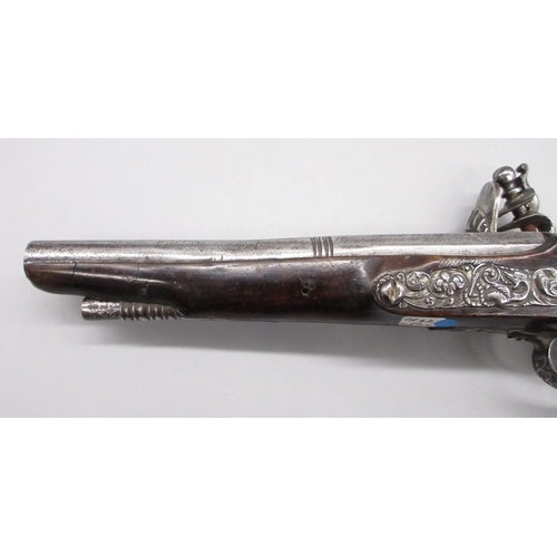 49 - 18th Century Italian Lombardy 22 bore flintlock pistol by `Ponce Borgognio Brescia', 7.5