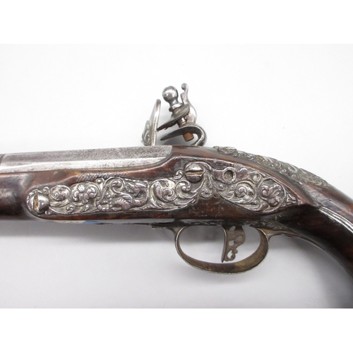 49 - 18th Century Italian Lombardy 22 bore flintlock pistol by `Ponce Borgognio Brescia', 7.5