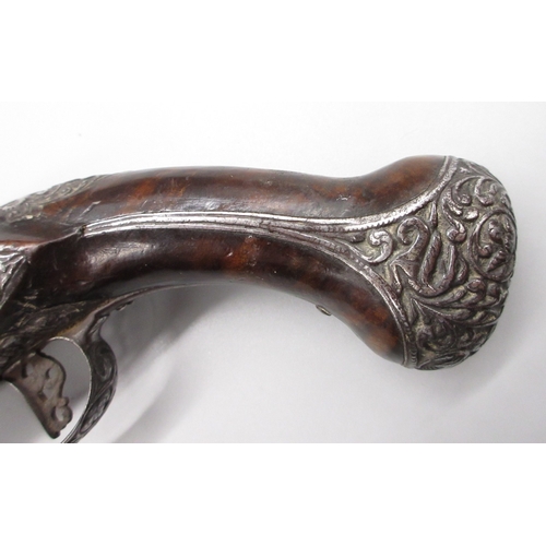 49 - 18th Century Italian Lombardy 22 bore flintlock pistol by `Ponce Borgognio Brescia', 7.5