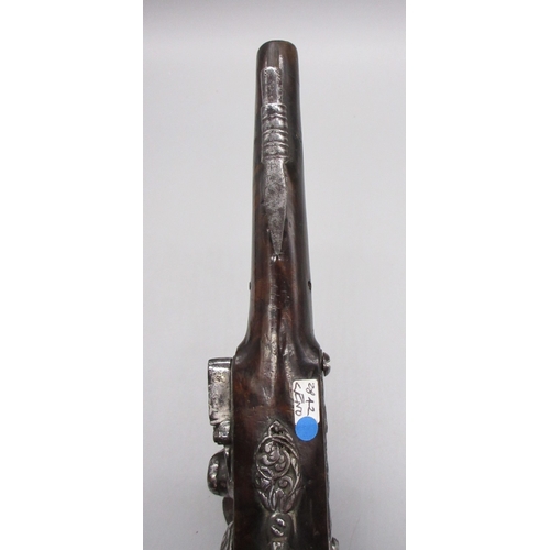 49 - 18th Century Italian Lombardy 22 bore flintlock pistol by `Ponce Borgognio Brescia', 7.5