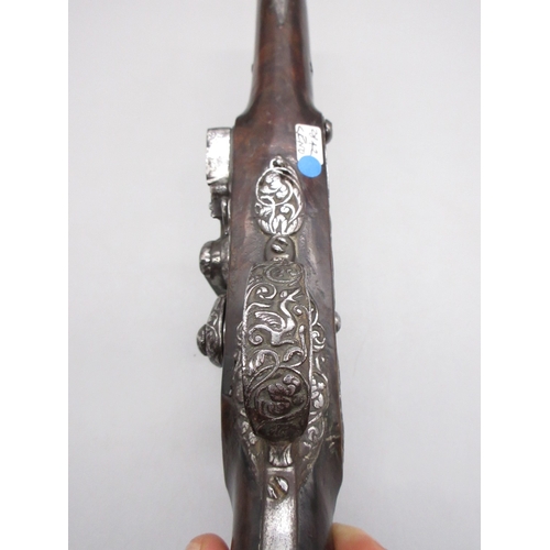 49 - 18th Century Italian Lombardy 22 bore flintlock pistol by `Ponce Borgognio Brescia', 7.5