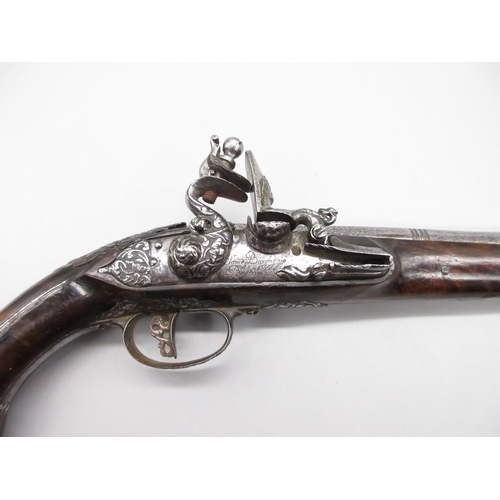 49 - 18th Century Italian Lombardy 22 bore flintlock pistol by `Ponce Borgognio Brescia', 7.5