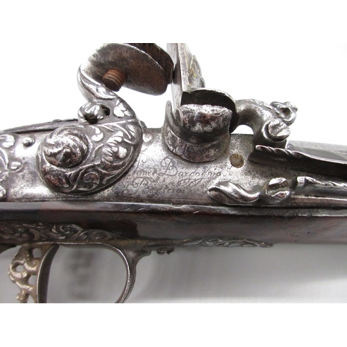 49 - 18th Century Italian Lombardy 22 bore flintlock pistol by `Ponce Borgognio Brescia', 7.5