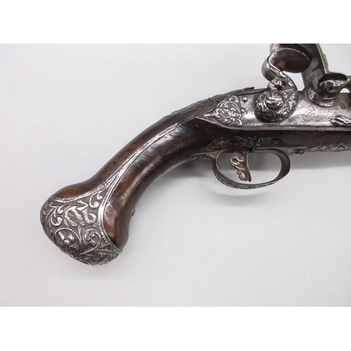 49 - 18th Century Italian Lombardy 22 bore flintlock pistol by `Ponce Borgognio Brescia', 7.5