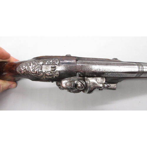 49 - 18th Century Italian Lombardy 22 bore flintlock pistol by `Ponce Borgognio Brescia', 7.5
