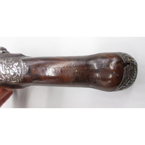 49 - 18th Century Italian Lombardy 22 bore flintlock pistol by `Ponce Borgognio Brescia', 7.5